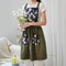 Vintage Pinafore Apron Dress for Women with Pockets Cute Floral Chef Aprons for Kitchen Cooking Baking Gardening (Olive Green)